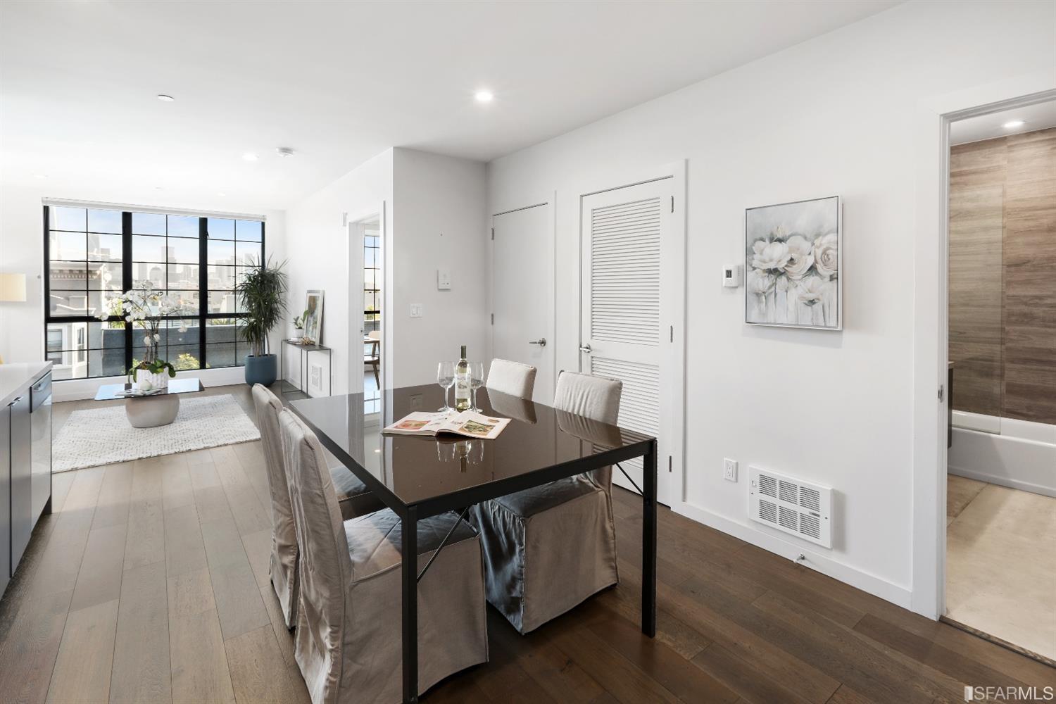 252 9th Street, Unit 401 San Francisco, CA 94103 - Photo 1 of 43 a view of a dining room with furniture and wooden floor