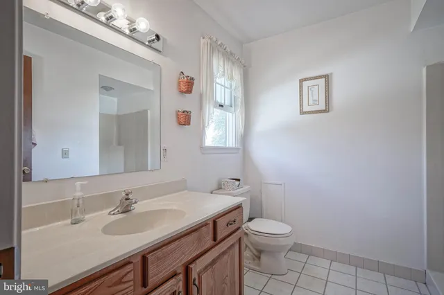 a bathroom with a toilet a sink and mirror