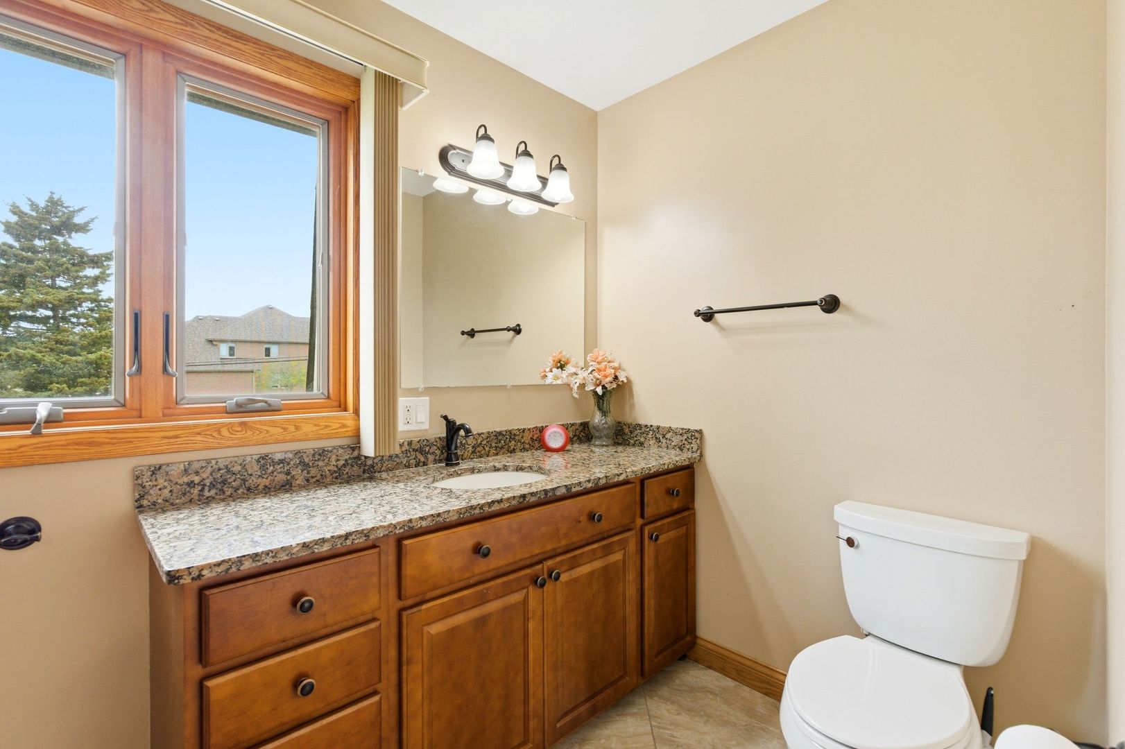 1735 Larson Lane Roselle, IL 60172 - Photo 20 of 35 a bathroom with a granite countertop toilet sink and mirror
