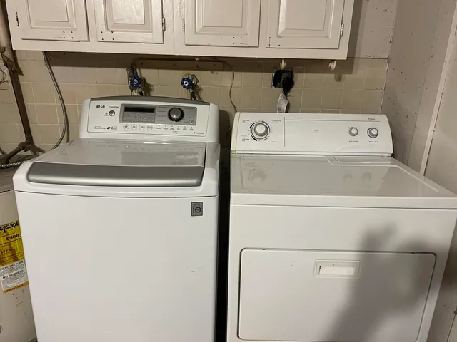 a close view of washer and dryer