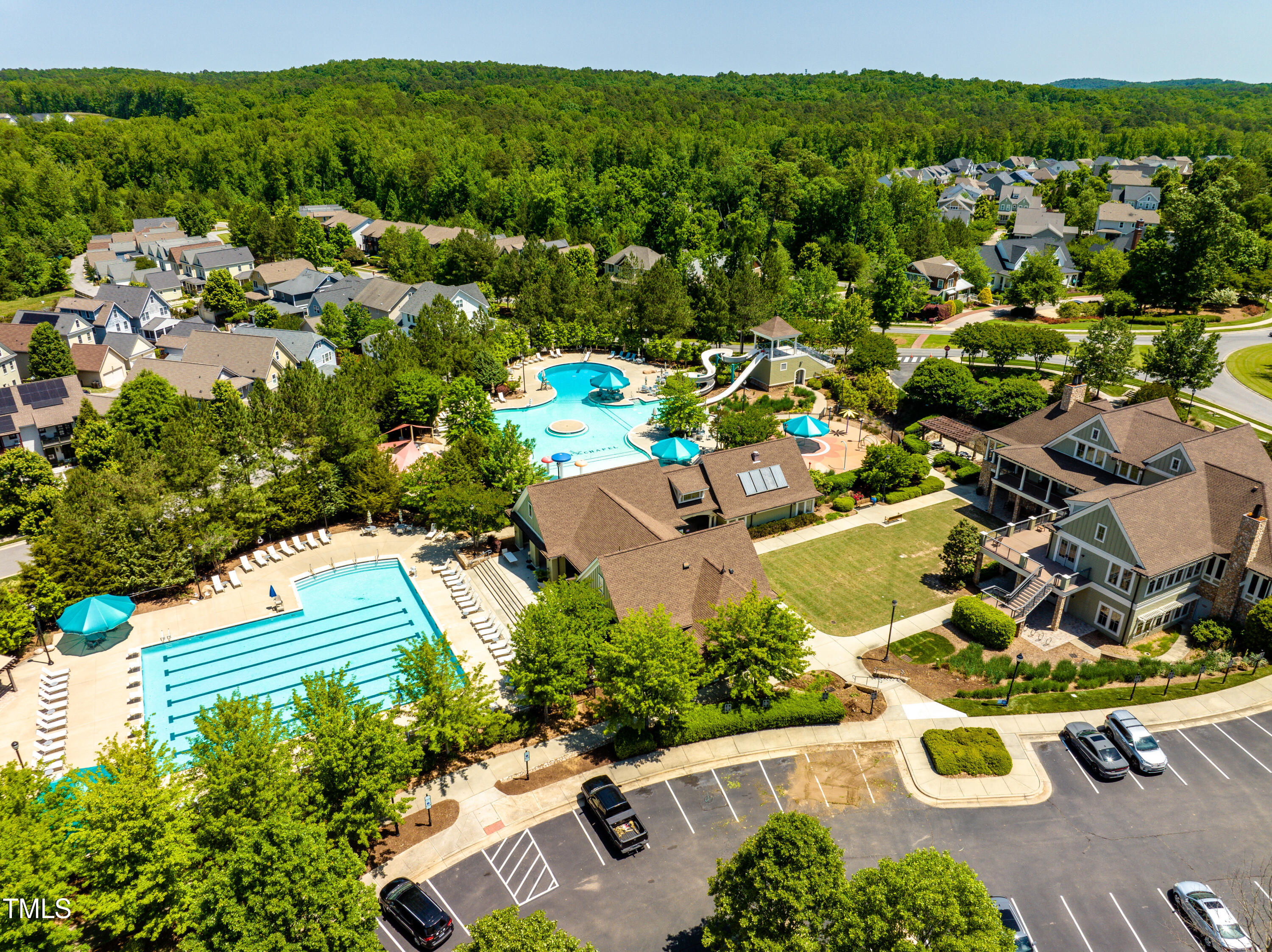 499 Bennett Mountain Trace Chapel Hill, NC 27516 - Photo 67 of 75 an aerial view of a house with a garden