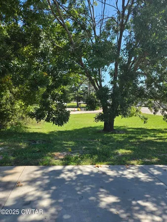 a view of a yard with a tree