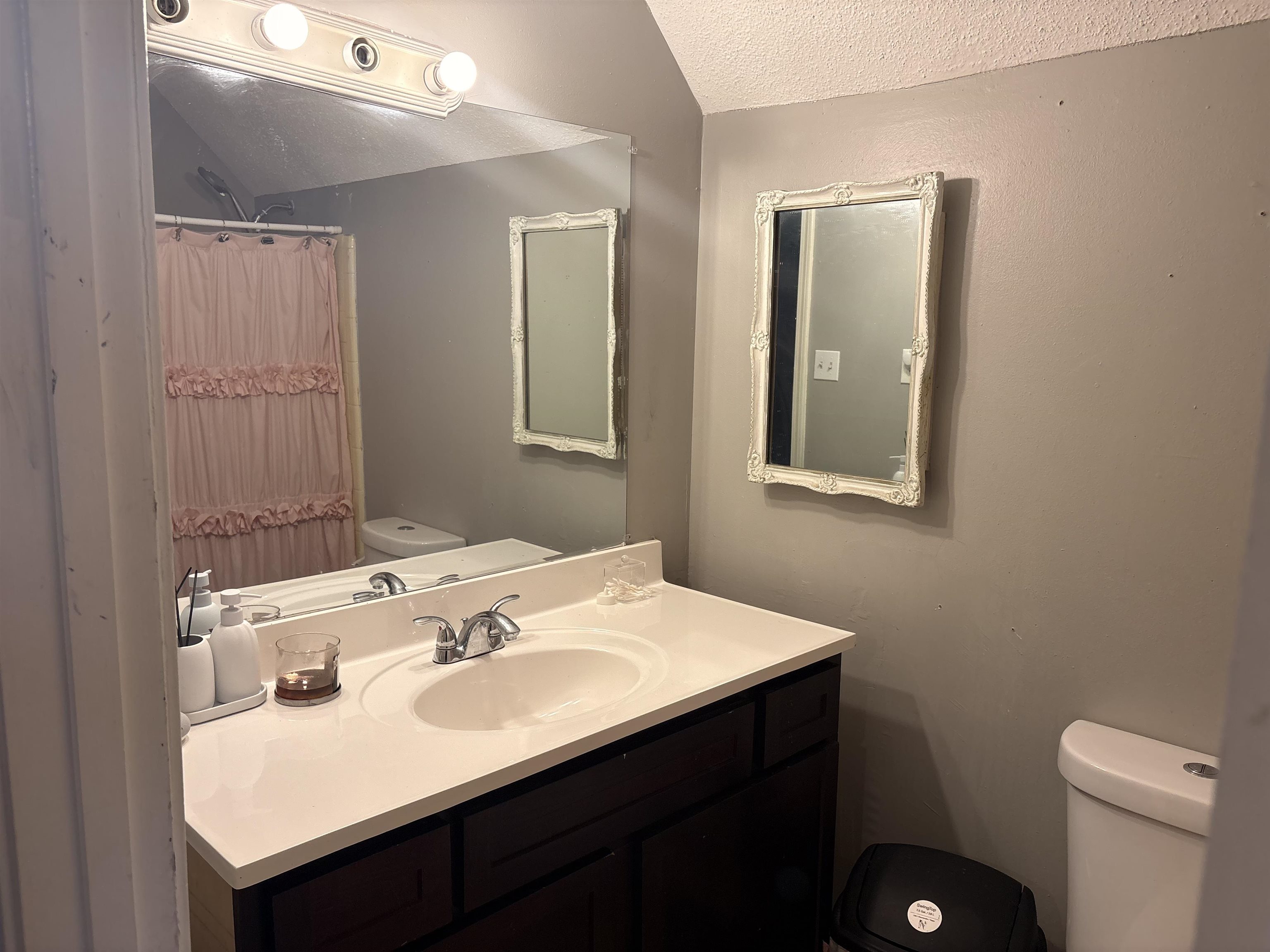4009 Tessland Road Memphis, TN 38128 - Photo 12 of 16 Bathroom featuring a vanity with a white countertop and dark wood-finish cabinetry, an oval undermount sink, and a chrome faucet