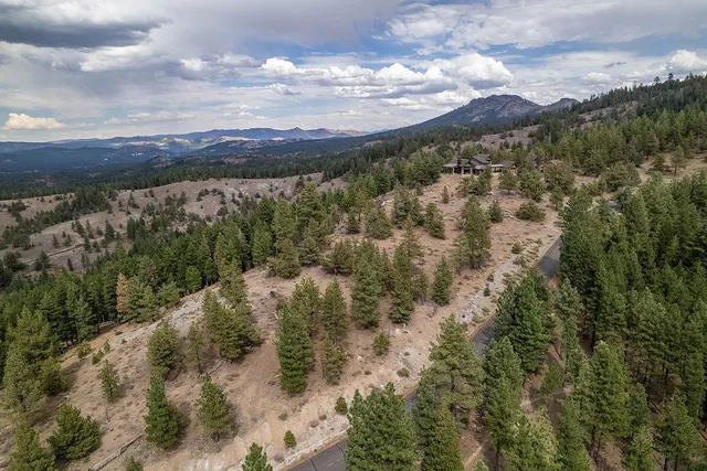 a view of a city with mountains in the background