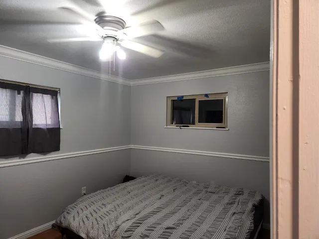 a view of a room with racks on the wall