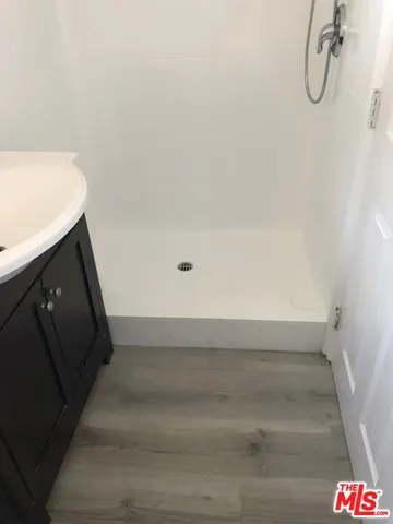 a bathroom with a bathtub