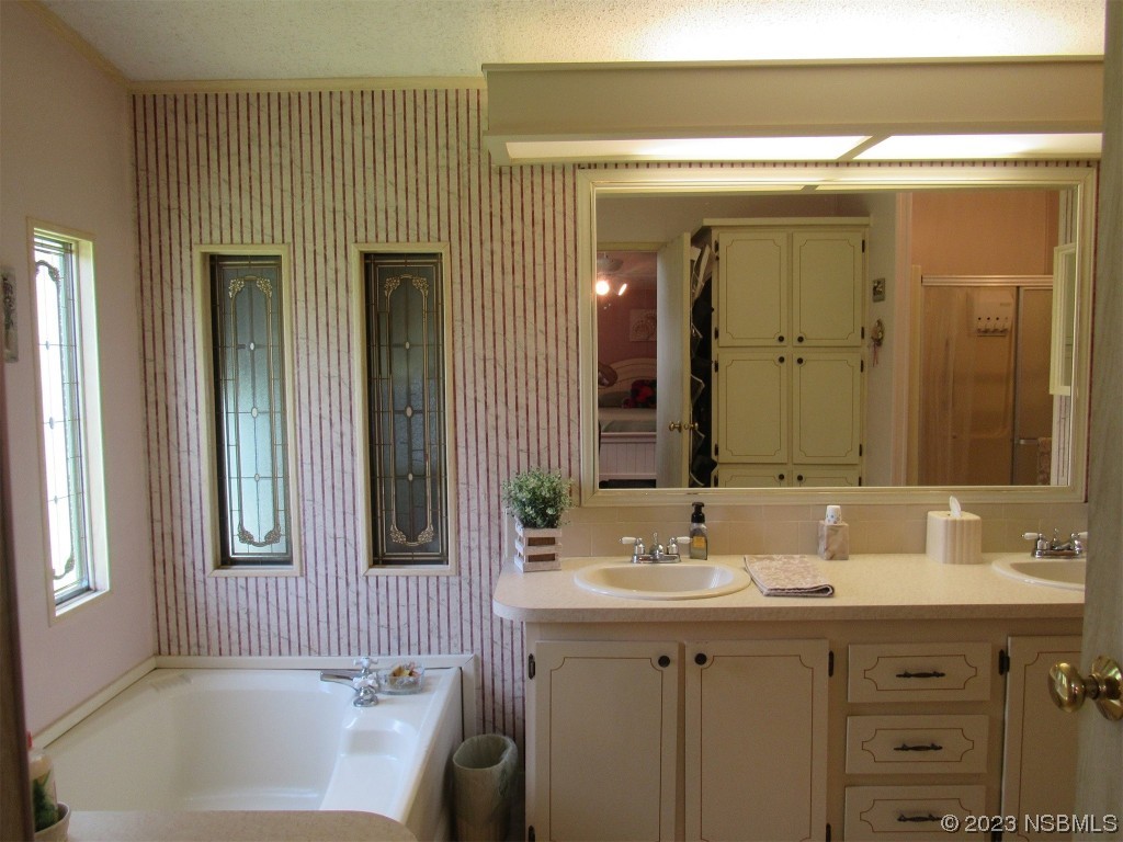 4347 Cedar Way Edgewater, FL 32141 - Photo 21 of 32 a bathroom with a sink mirror and a bathtub