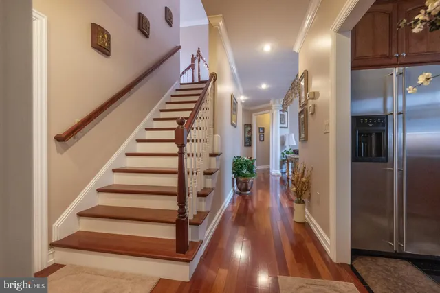 a view of a hallway with a couch