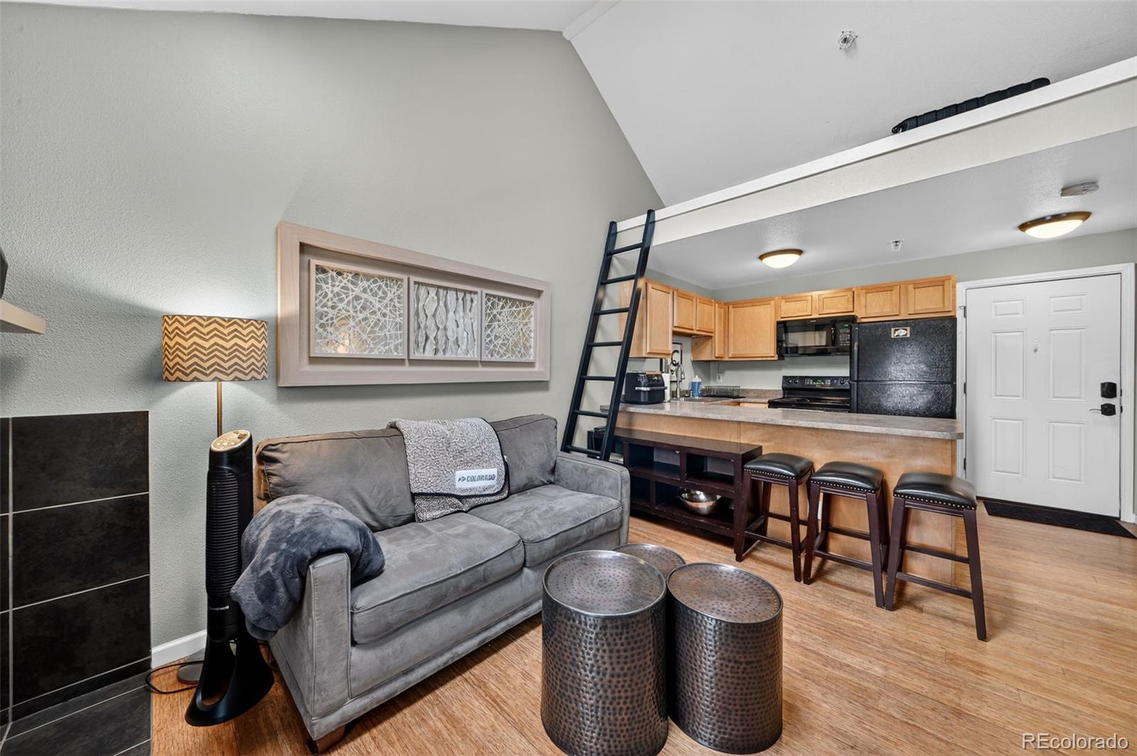 1405 Broadway, Unit 307 Boulder, CO 80302 - Photo 12 of 20 a living room with furniture and a wooden floor