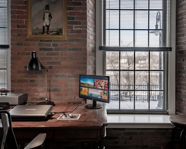 a view of a workspace with a window