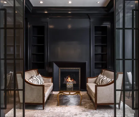 a dining room with furniture