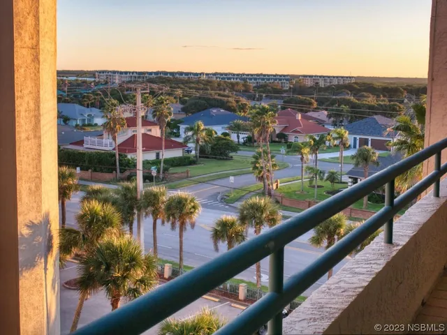 a view of a city from a balcony