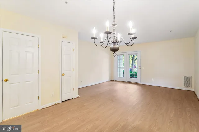 a view of a chandelier in a room