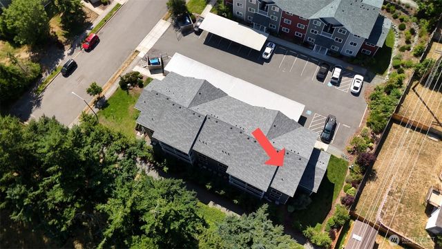 an aerial view of a house