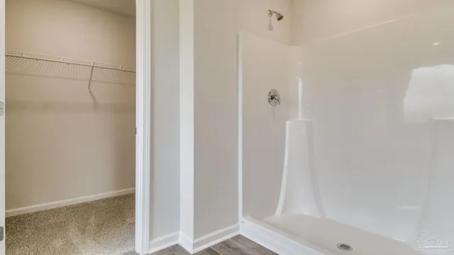 a bathroom with a shower