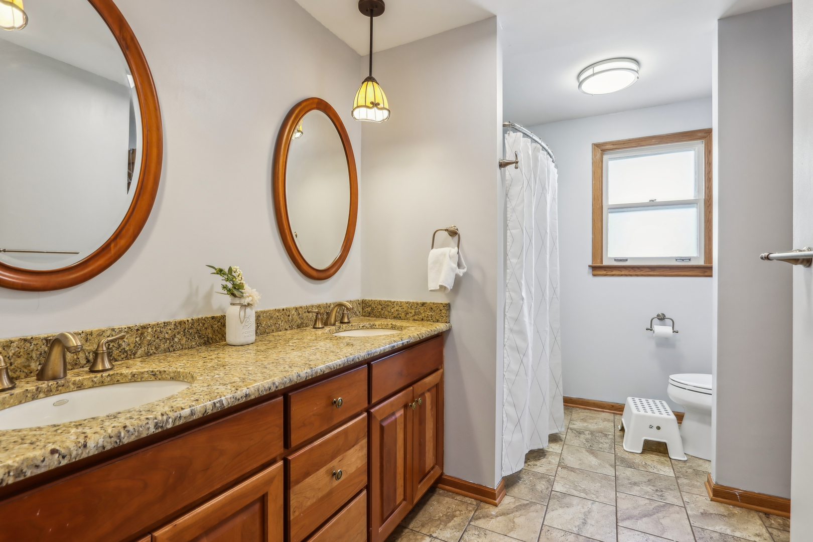1925 Briarcliffe Boulevard Wheaton, IL 60189 - Photo 22 of 46 a bathroom with a granite countertop double vanity sink and a mirror