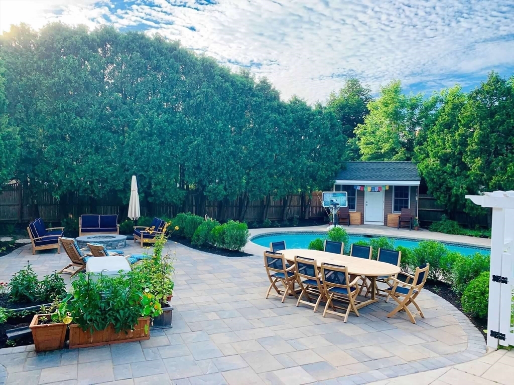 10 Spring Road Westborough, MA 01581 - Photo 27 of 42 a view of backyard with outdoor seating a patio and plants