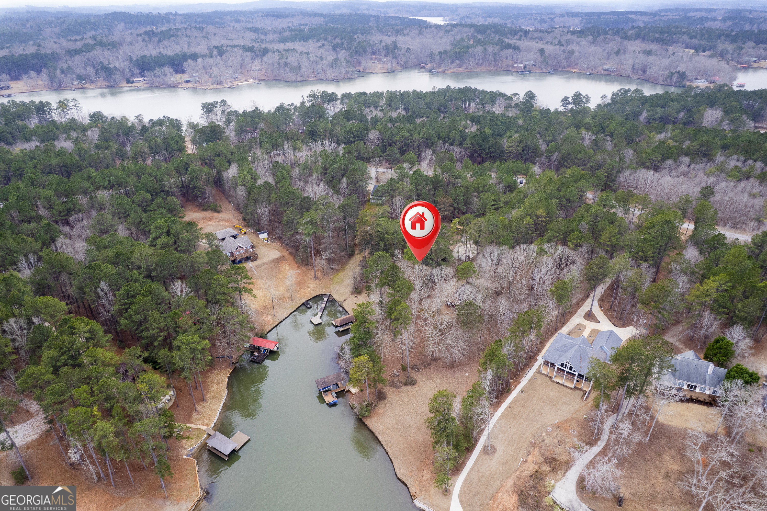 1011 Sandy Run Drive Sparta, GA 31087 - Photo 38 of 39 an aerial view of a house with a backyard and a forest