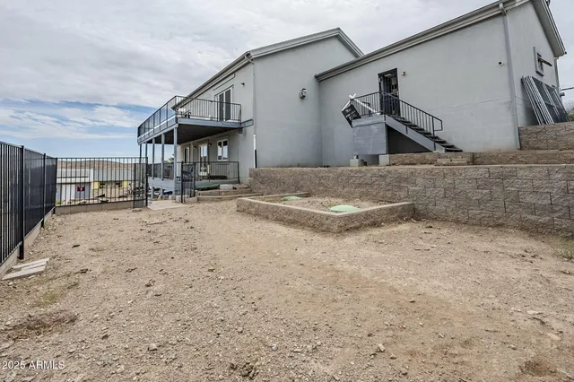 a view of a terrace with a bench