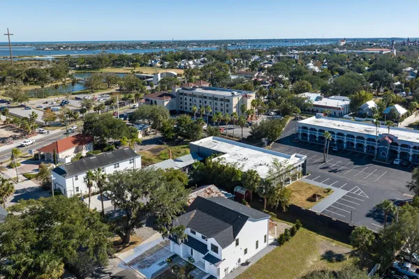 an aerial view of multiple house