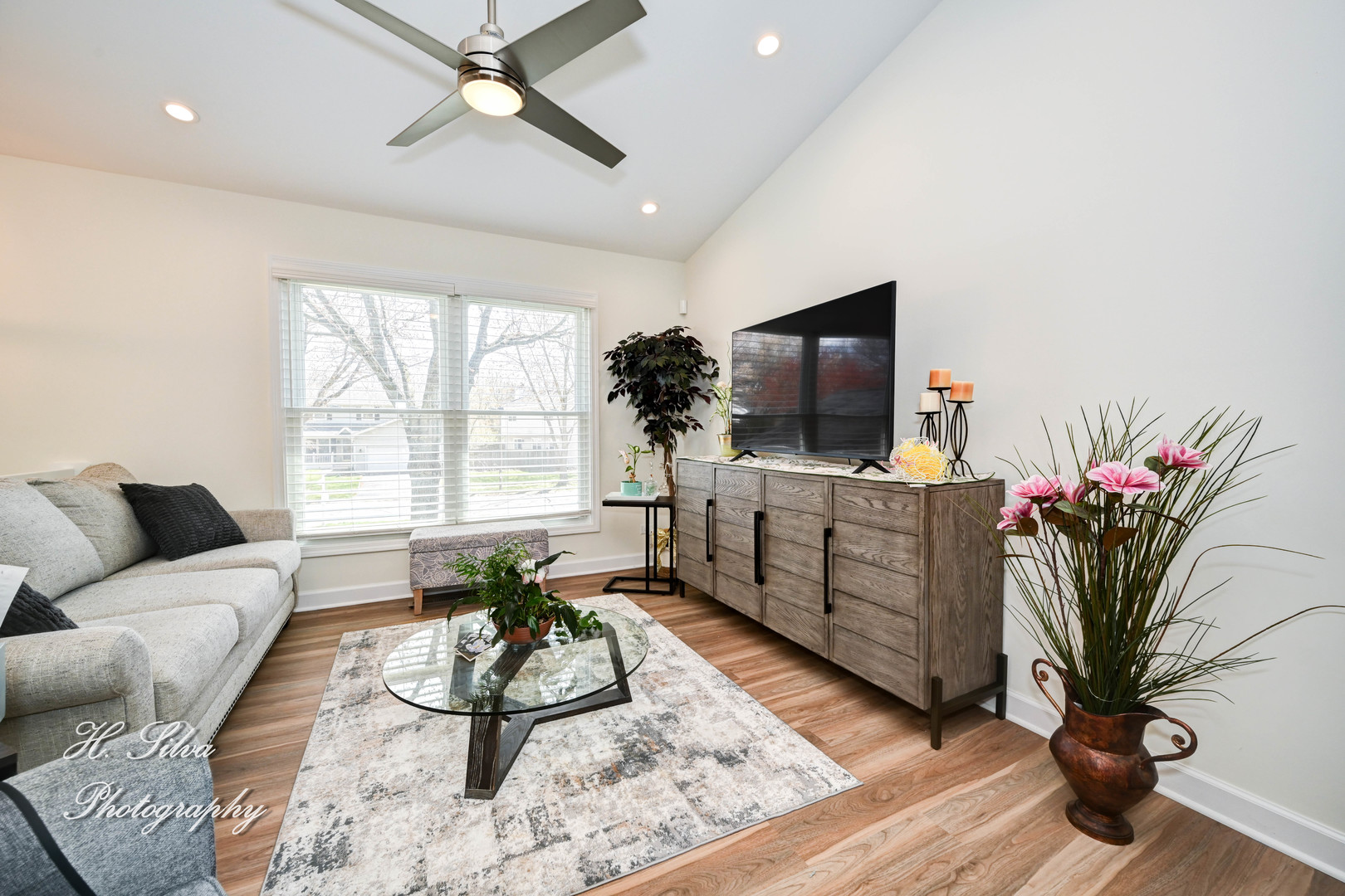 1109 Needham Road Naperville, IL 60563 - Photo 3 of 16 a living room with furniture potted plant and a flat screen tv
