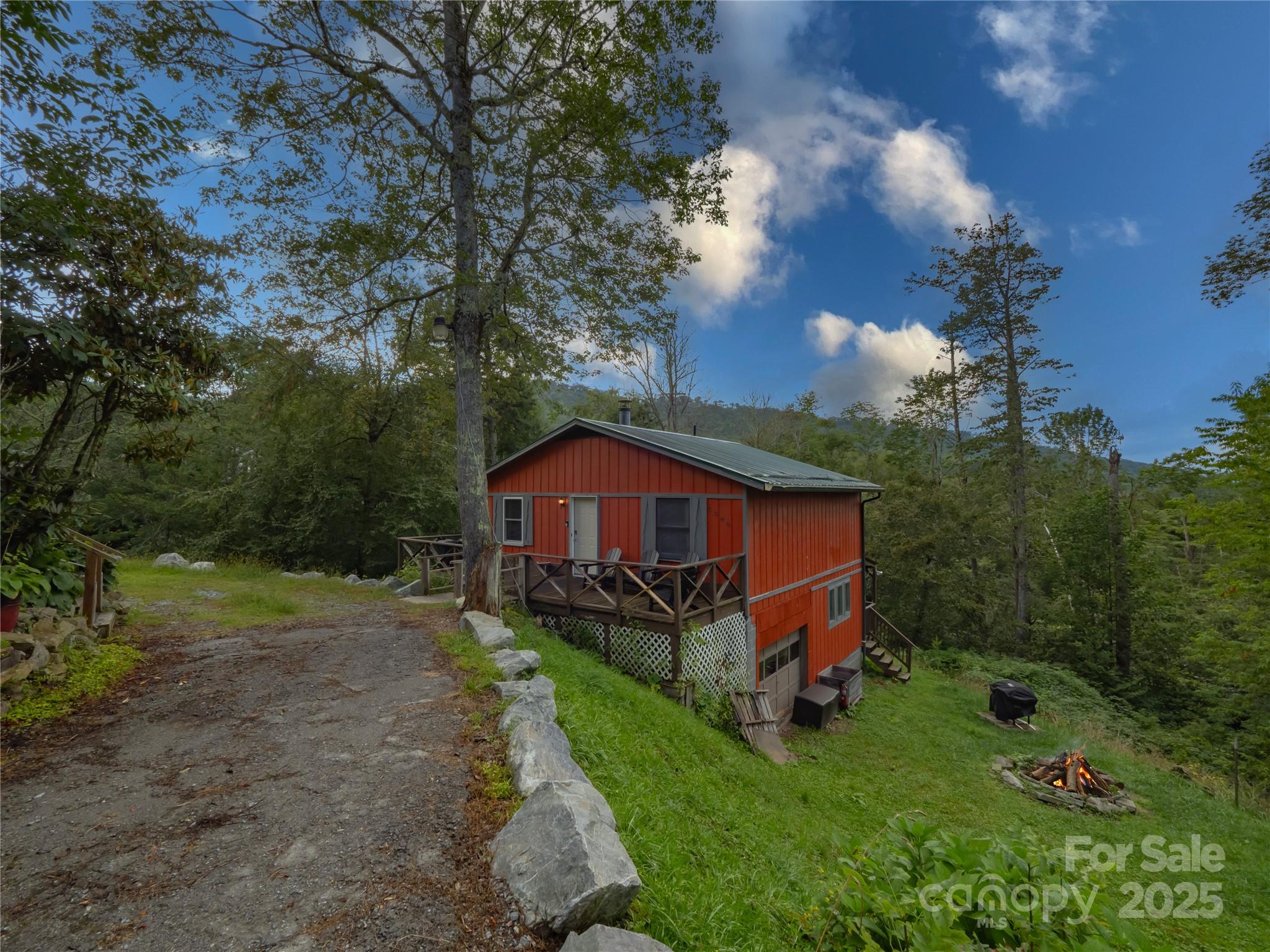 5349 Hickory Nut Gap Road Newland, NC 28657 - Photo 30 of 34 a view of a wooden house with a yard