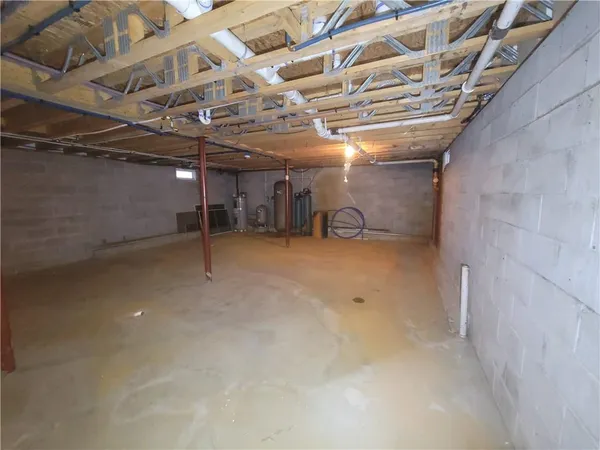 a view of a empty room with storage