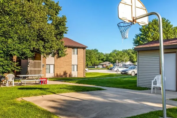 a view of a volley ball court