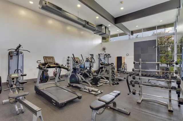 a view of a room with gym equipment