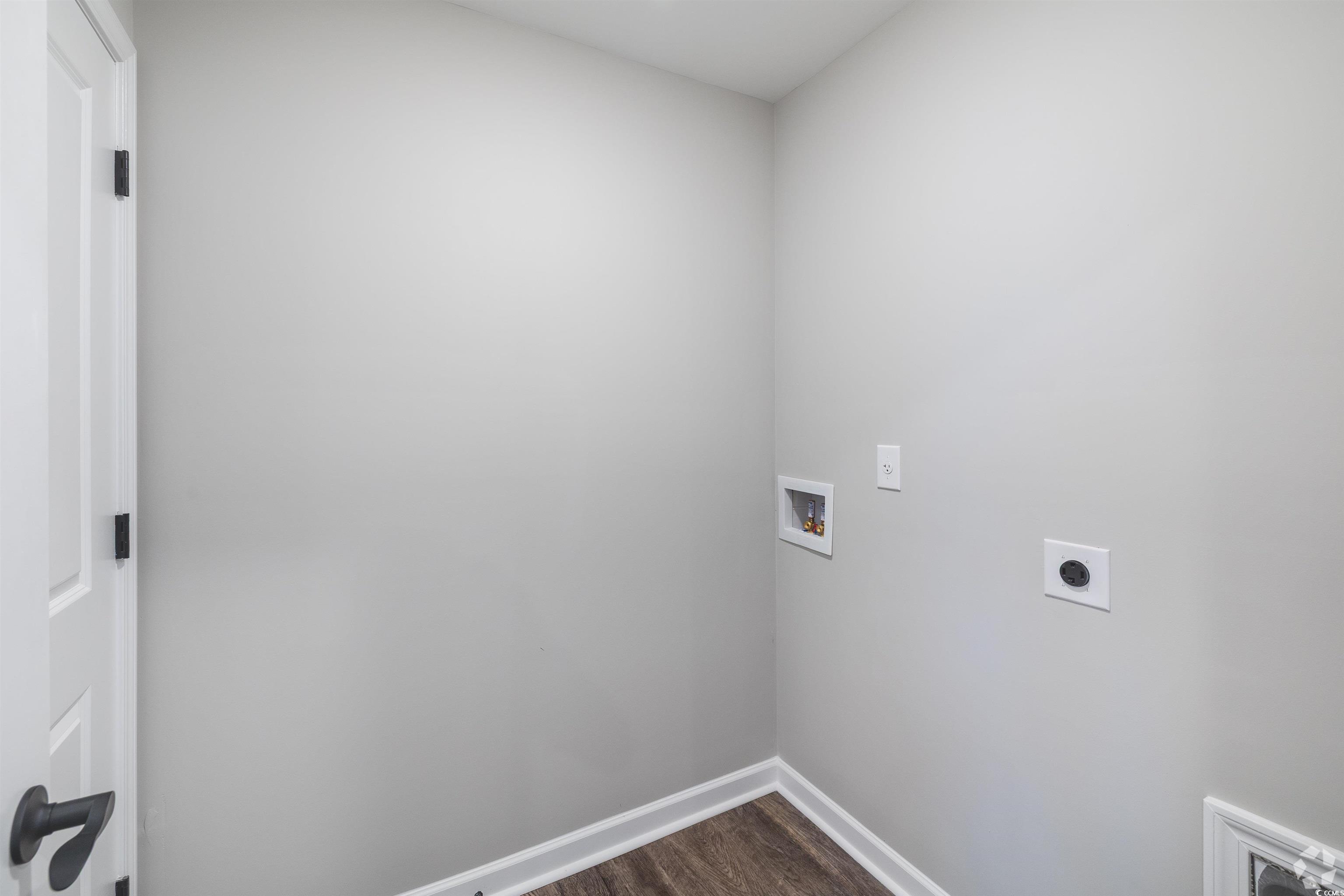 318 South Black Swamp Court, Unit 202 Conway, SC 29526 - Photo 6 of 8 Laundry area featuring hookup for a washing machine, dark wood-style floors, and electric dryer hookup