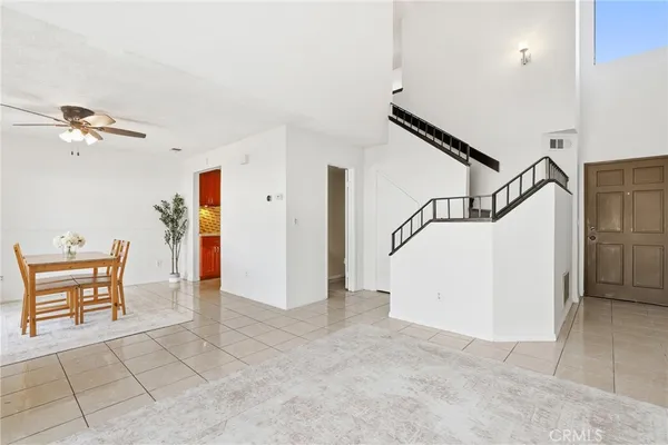 a view of a livingroom with furniture and a fireplace