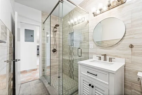 a backyard of a house with seating space