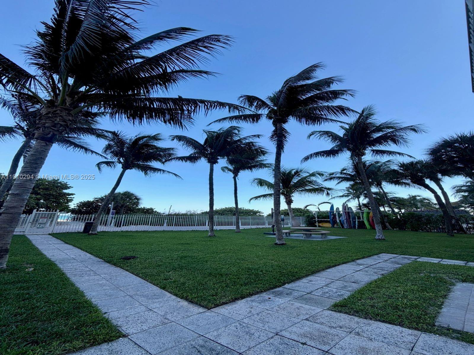 6061 Collins Avenue, Unit 11A Miami Beach, FL 33140 - Photo 2 of 30 a view of a yard with plants and a fountain