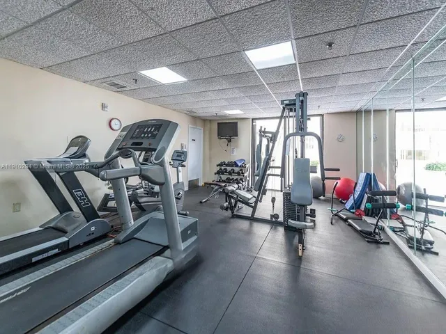 a view of a room with gym equipment