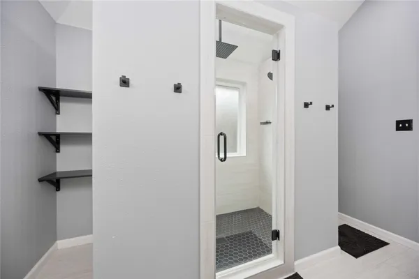 a bathroom with a shower