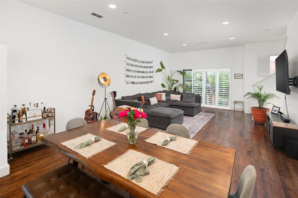 2411 North Hall Street, Unit 38 Dallas, TX 75204 - Photo 12 of 26 Dining area featuring dark wood-style flooring and recessed lighting