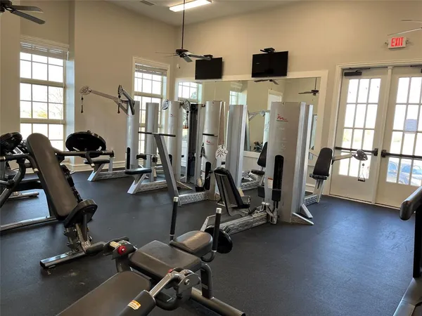 a view of a room with gym equipment