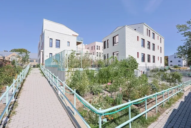 a view of a building from a balcony