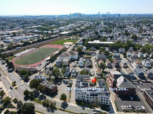 an aerial view of a city