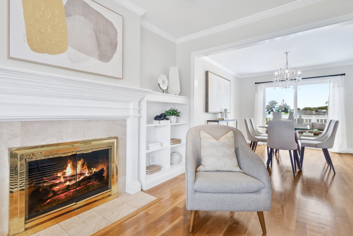 511 Bayview Avenue Millbrae, CA 94030 - Photo 10 of 36 a living room with furniture and a fireplace