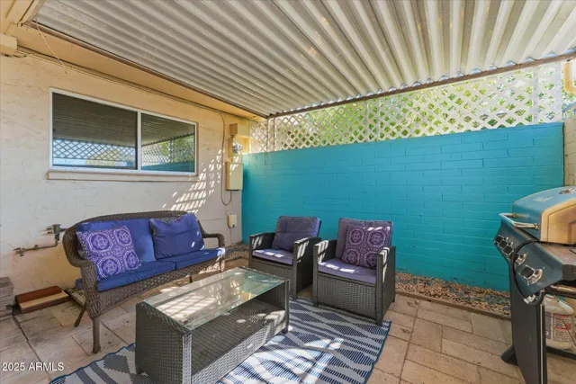 a outdoor living space with furniture