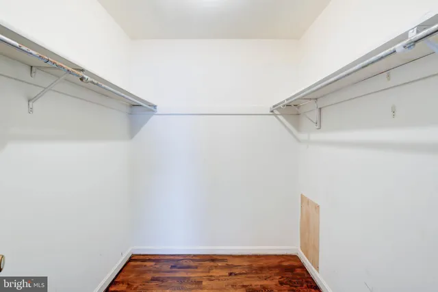 a view of small space with racks on the wall