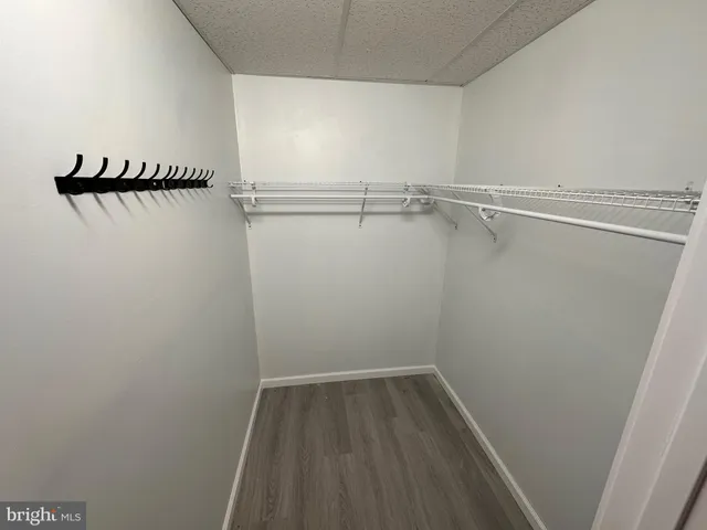 a view of small space with racks on the wall