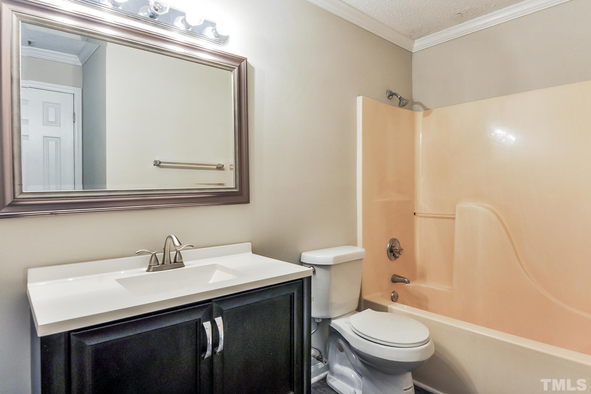 38 Greene Court Angier, NC 27501 - Photo 14 of 16 a bathroom with a sink vanity mirror and toilet