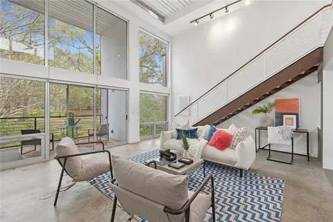 a living room with furniture