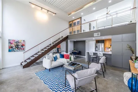 a living room with furniture