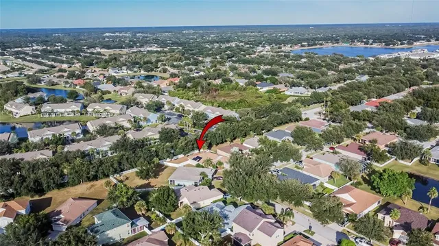 an aerial view of a house