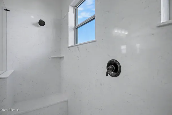 a view of a room with racks on the wall