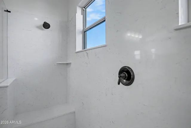 a view of a room with racks on the wall