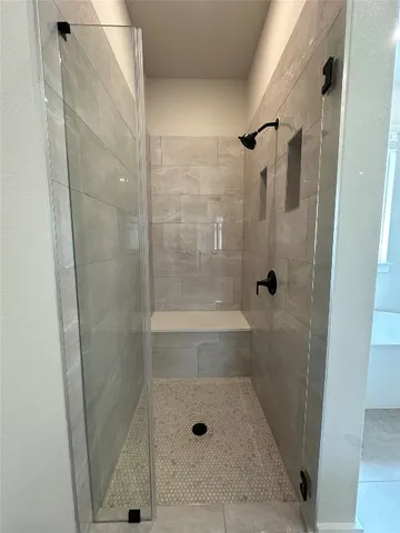 a bathroom with a shower